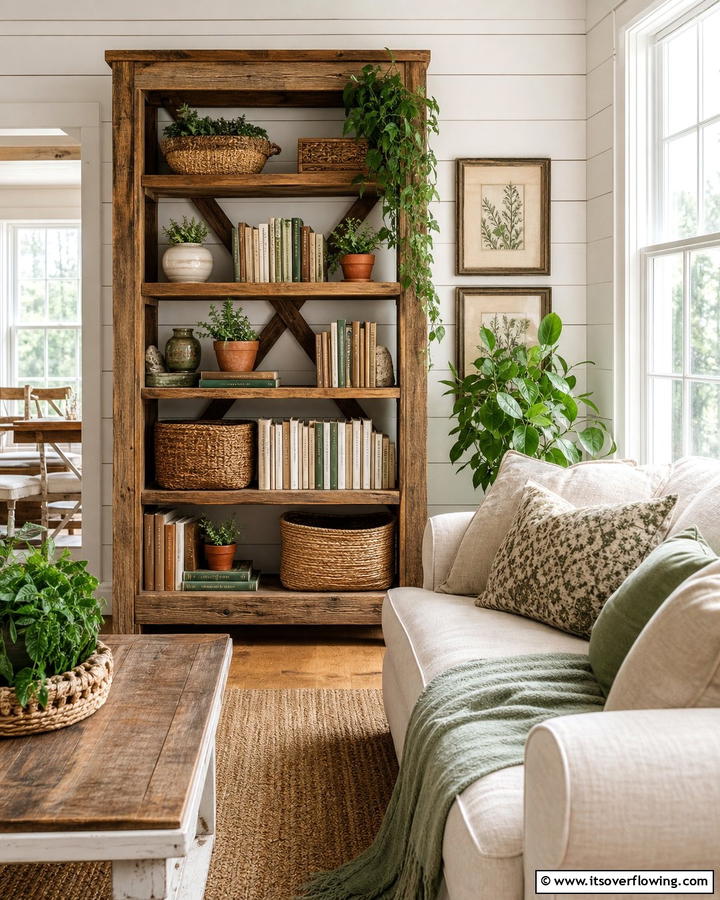Rustic Wooden Display - 30 Creative Bookshelf Decor Ideas for Organized Living Spaces