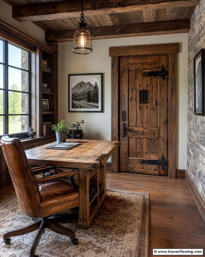 Rustic Wooden Doors - 20 Home Office Door Ideas for Stylish Workspaces