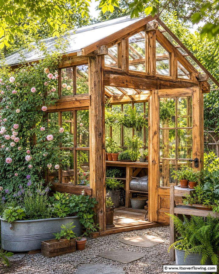 Rustic Wooden Frames - 20 Innovative Corner Greenhouse Ideas for Gardeners