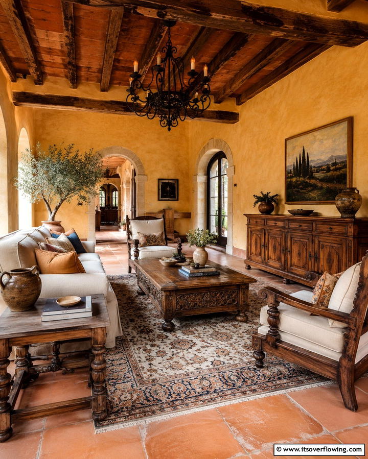 Rustic Wooden Furniture - 20 Tuscan Living Room Ideas for a Cozy Feel