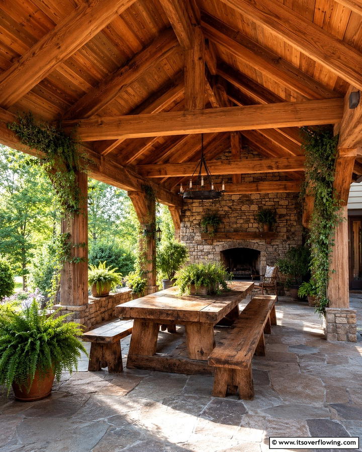 Rustic Wooden Gable Roof - 25 Gable Patio Roof Design Ideas for a Stylish Outdoor Space