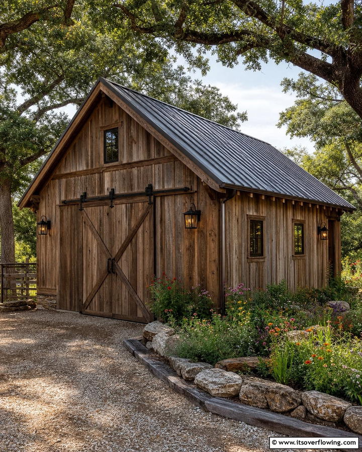 Rustic Wooden Garage - 25 Detached Garage Ideas for Extra Storage and Style