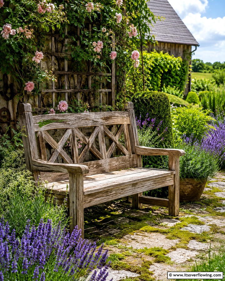 Rustic Wooden Garden Bench - 30 Rustic Landscaping Ideas for Natural Yard Beauty
