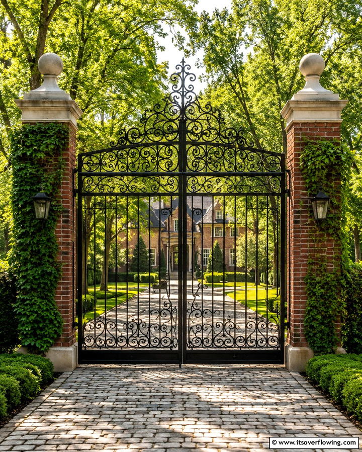 Rustic Wooden Gate with Iron Accents - 25 Fence Gate Ideas for Stylish and Secure Yards
