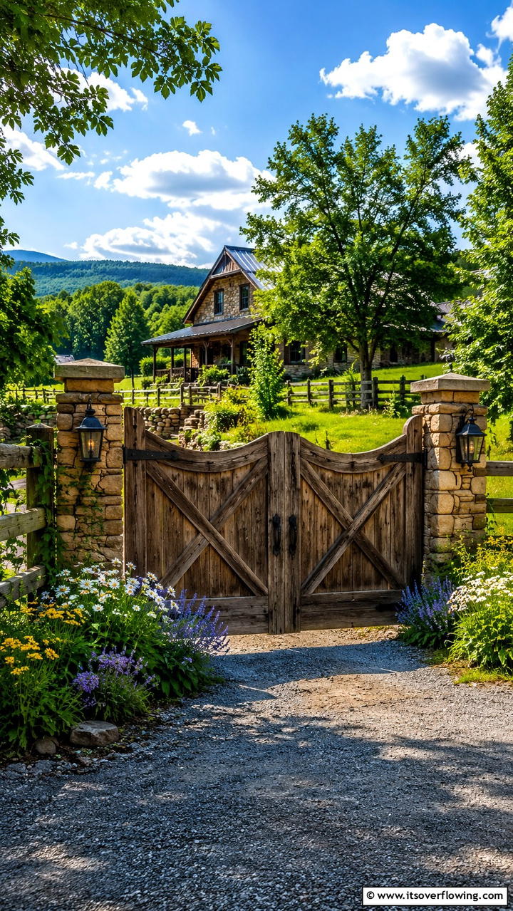 Rustic Wooden Gate - 30 Driveway Entrance Ideas for Impressive Arrivals