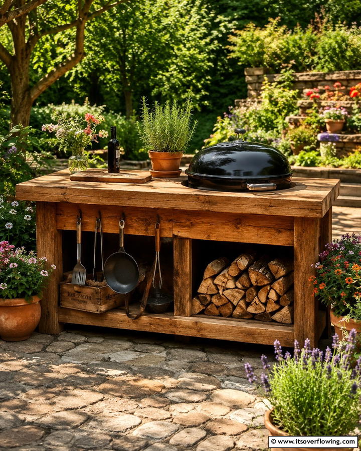 Rustic Wooden Grill StationOne - 25 Grill Station Ideas for the Ultimate Outdoor Cooking Space