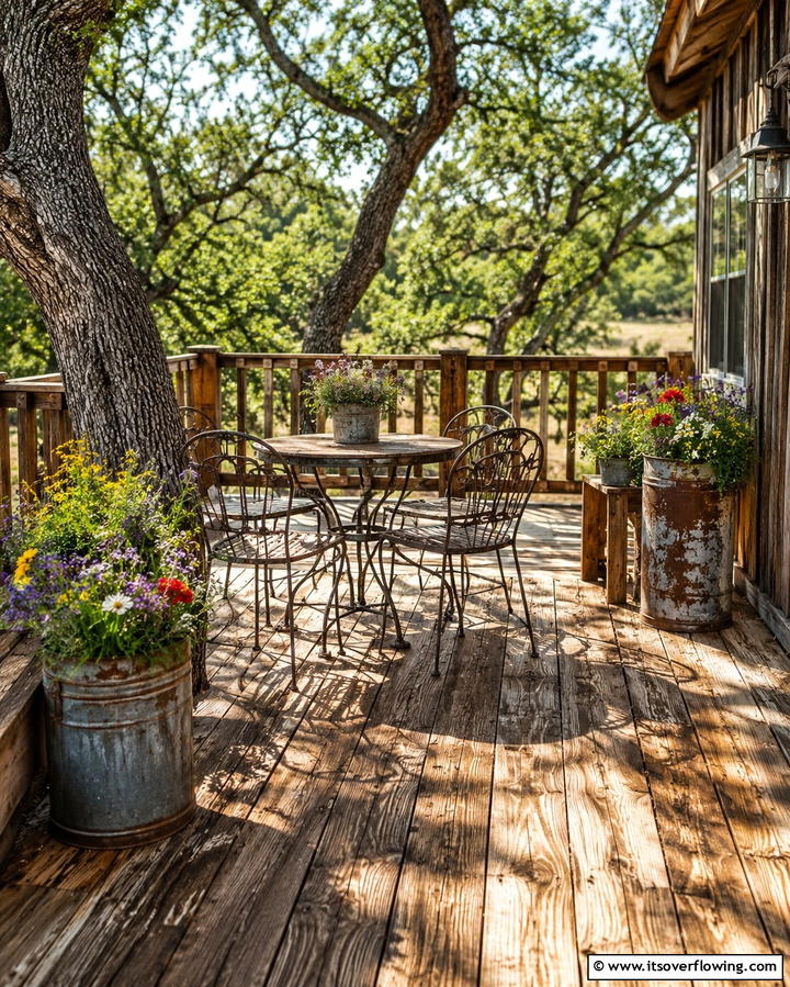 Rustic Wooden Ground Deck - 25 Ground Level Deck Ideas for Easy Outdoor Living