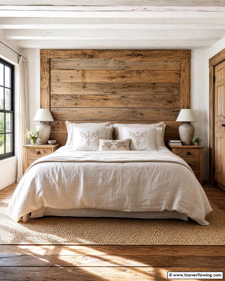 Rustic Wooden Headboards - 25 Country Bedroom Ideas- Cozy & Rustic Designs