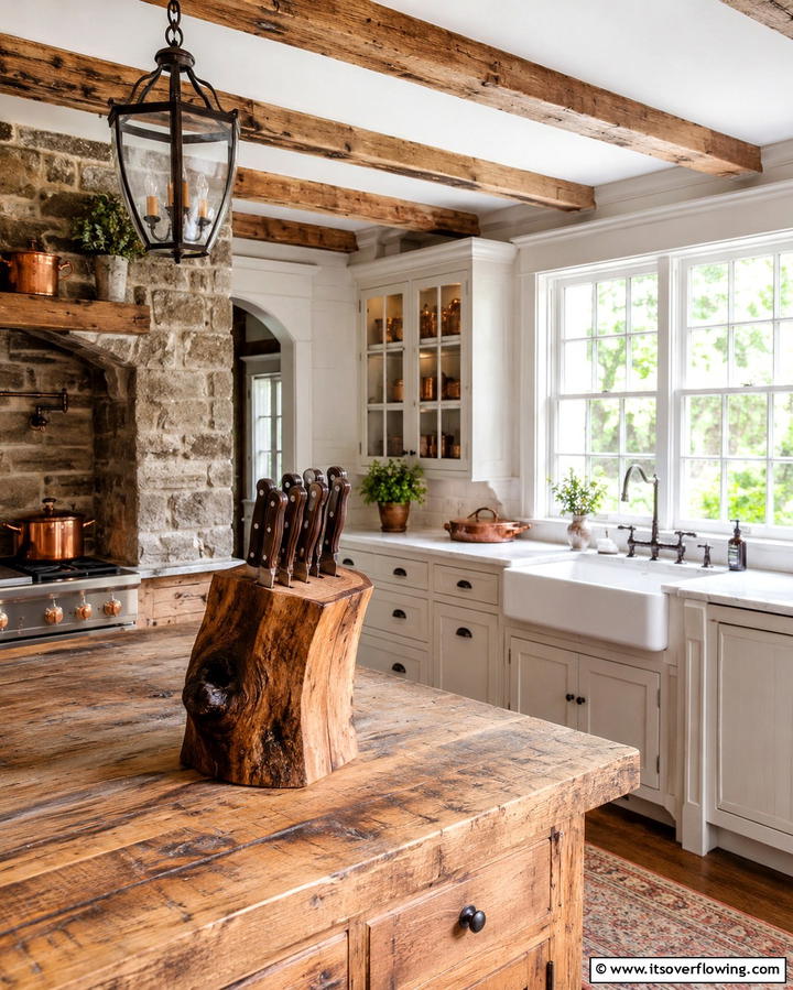 Rustic Wooden Knife Blocks - 25 Knife Storage Ideas for a Clutter-Free Kitchen