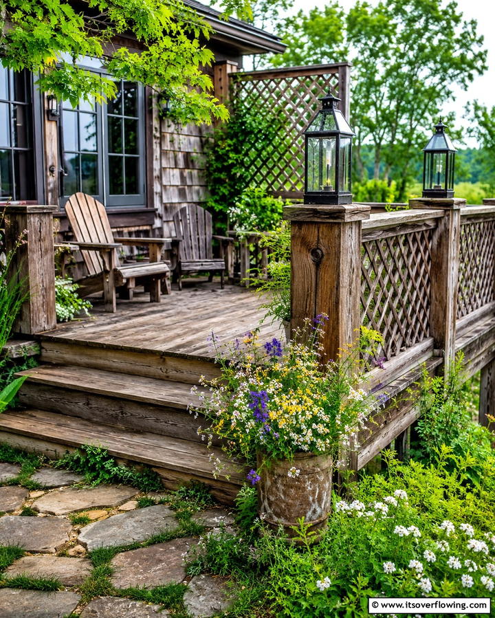 Rustic Wooden Lattice Accents - 25 Innovative Deck Lattice Ideas to Enhance Outdoor Spaces