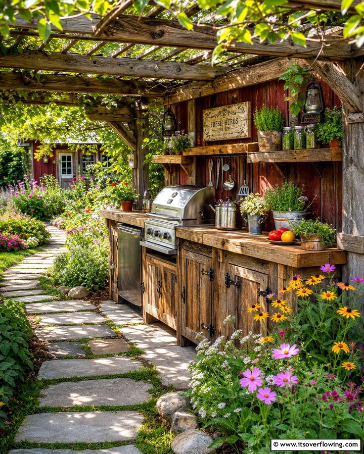 Rustic Wooden Outdoor Kitchen - 21 Small Outdoor Kitchen Designs for Compact Entertaining