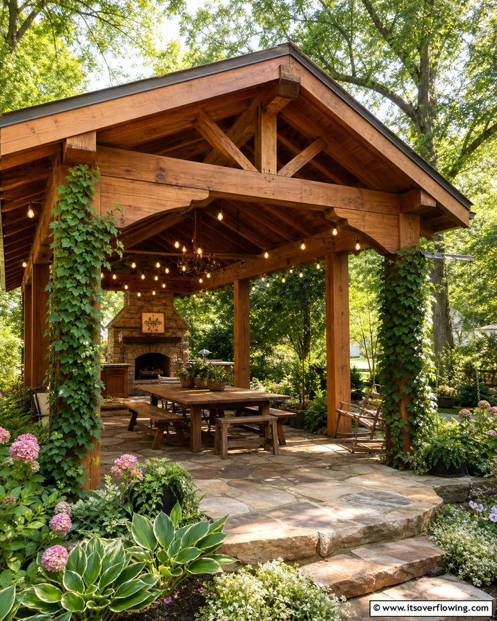 Rustic Wooden Pavilion - 20 Outdoor Pavilion Ideas for Relaxing Gatherings