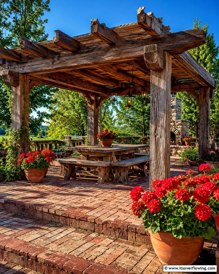 Rustic Wooden Pergola - 25 Small Patio Pergola Ideas for Cozy Outdoor Spaces
