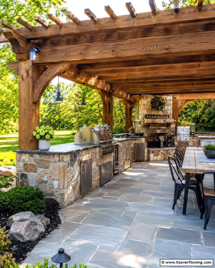 Rustic Wooden PergolaOne - 30 Farmhouse Patio Ideas for Rustic Outdoor Relaxation