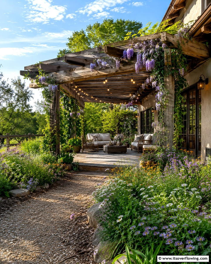 Rustic Wooden PergolaOne - 25 Attached Covered Patio Ideas for Year-Round Use