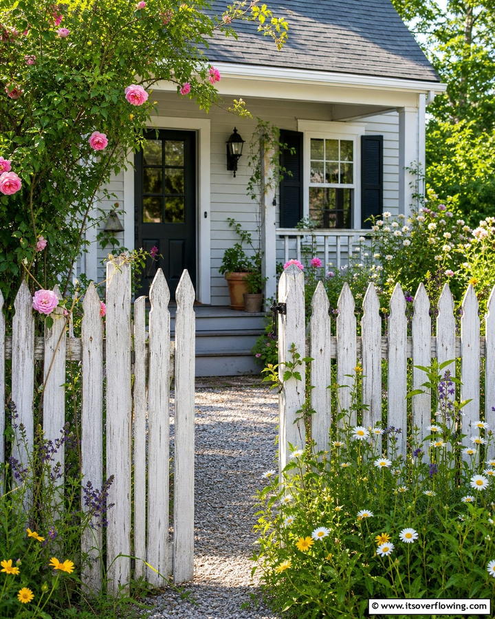 Rustic Wooden Picket Fence - 21 Front Yard Fence Ideas to Enhance Privacy and Style