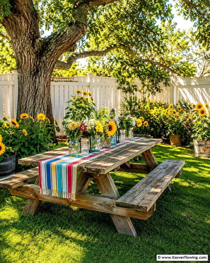 Rustic Wooden Picnic Table - 30 Patio Furniture Ideas to Elevate Your Outdoor Space