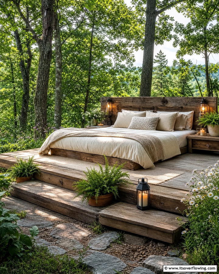 Rustic Wooden Platforms - 20 Outdoor Bedroom Ideas for a Relaxing Retreat
