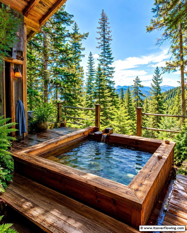Rustic Wooden Plunge Pool - 25 Plunge Pool Ideas for a Refreshing Backyard