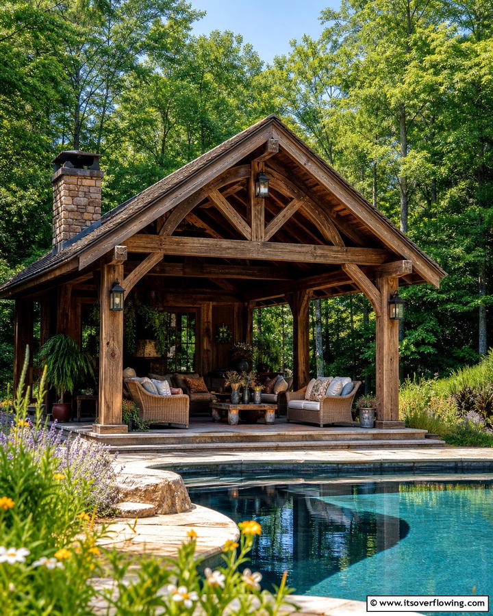 Rustic Wooden Pool Gazebo - 20 Pool Gazebo Ideas for a Stunning Backyard Oasis