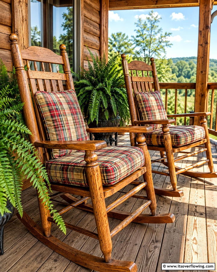 Rustic Wooden Rocking Chairs - 25 Farmhouse Porch Ideas for a Cozy Outdoor Retreat
