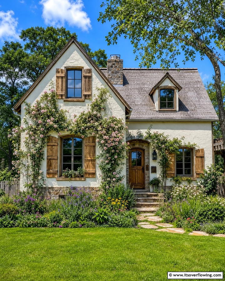 Rustic Wooden Shutters - 20 Charming Cottagecore House Exterior Ideas