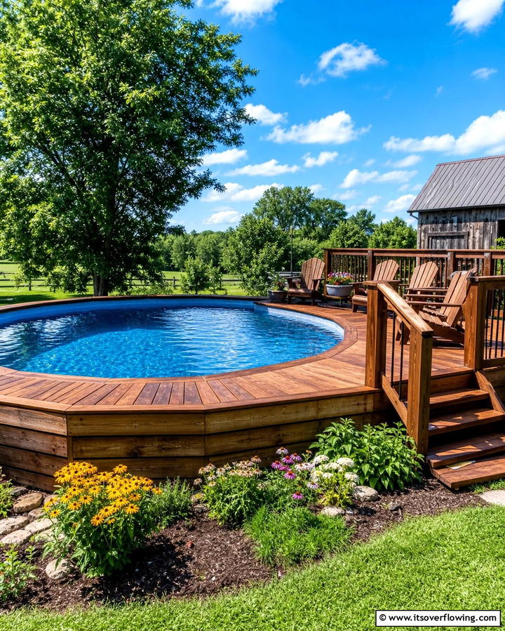Rustic Wooden Surround - 25 Creative Above Ground Pool Ideas for Your Backyard