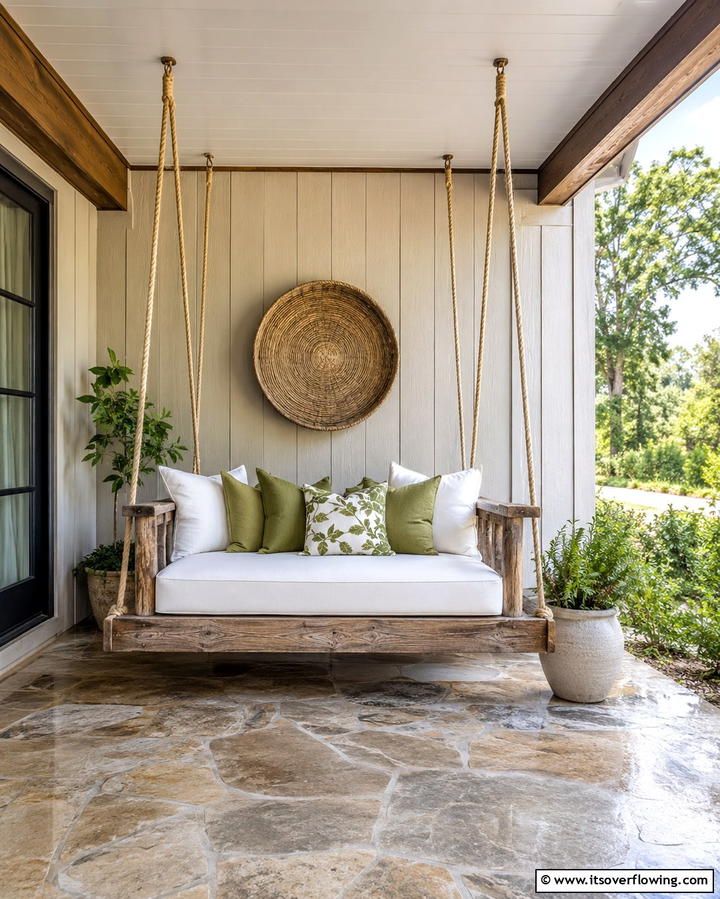 Rustic Wooden Swing - 25 Rustic Porch Ideas to Create a Cozy Outdoor Retreat
