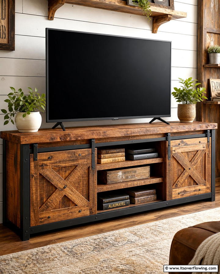 Rustic Wooden TV Stand - 25 TV Stand Ideas to Complement Your Home Decor
