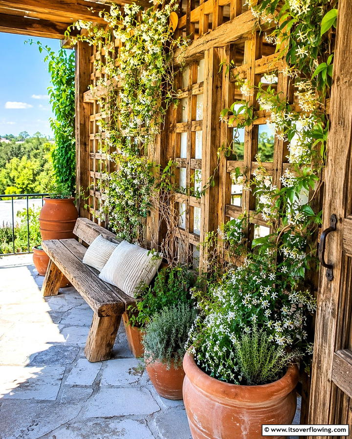 Rustic Wooden Trellis - 25 Beautiful Balcony Trellis Ideas for Your Space