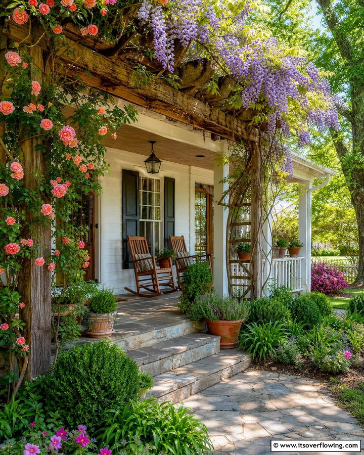 Rustic Wooden Trellis - 30 Southern Front Porch Ideas for Welcoming Outdoor Spaces