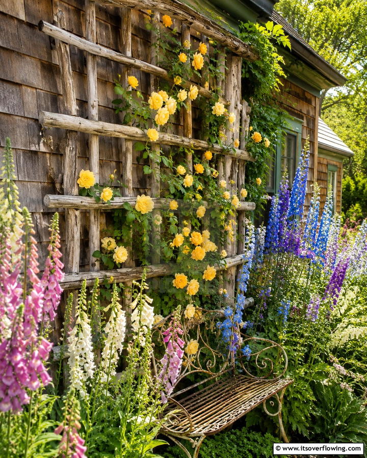 Rustic Wooden TrellisOne - 25 Trellis Ideas to Enhance Your Garden Aesthetics