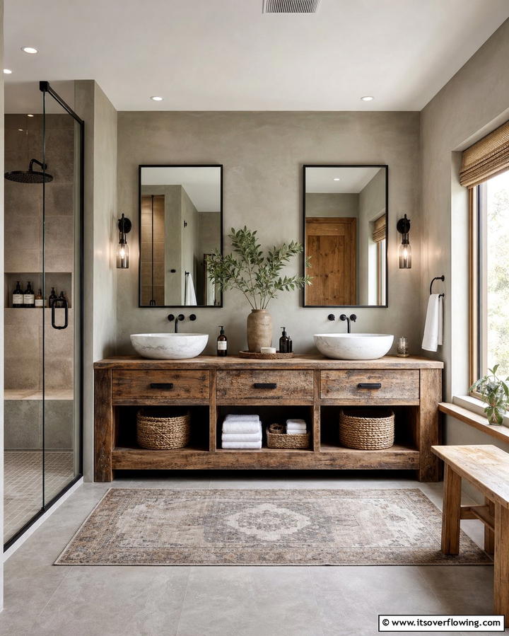 Rustic Wooden Vanities - 25 Mexican Bathroom Ideas for a Vibrant and Cultural Space