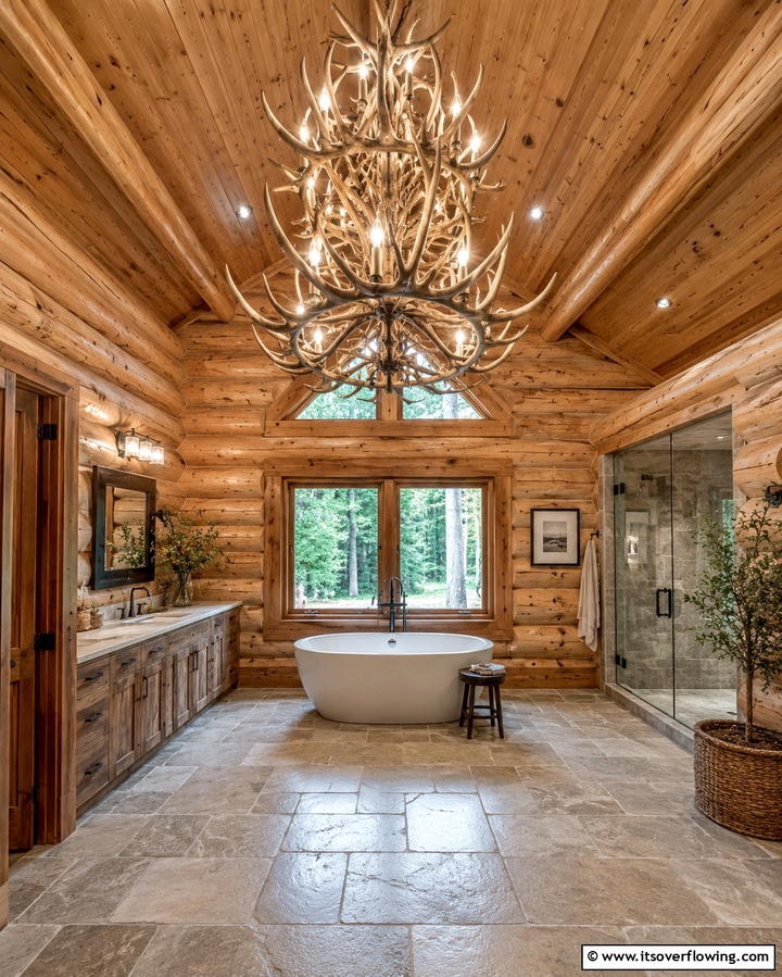 Rustic Wooden Vanity - 25 Log Cabin Bathroom Ideas for a Rustic and Relaxing Retreat