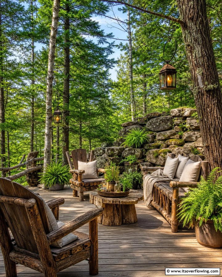 Rustic Woodsy Hideaway - 21 Outdoor Living Room Ideas for Relaxation & Entertaining