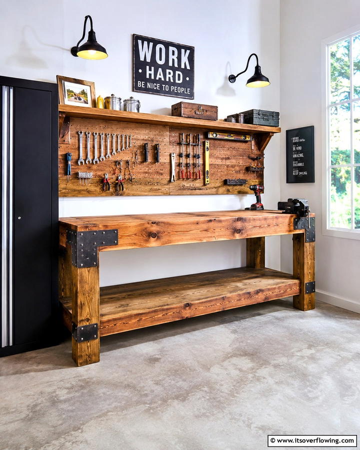 Rustic Workbenches - 25 Rustic Garage Ideas for a Cozy and Functional Space