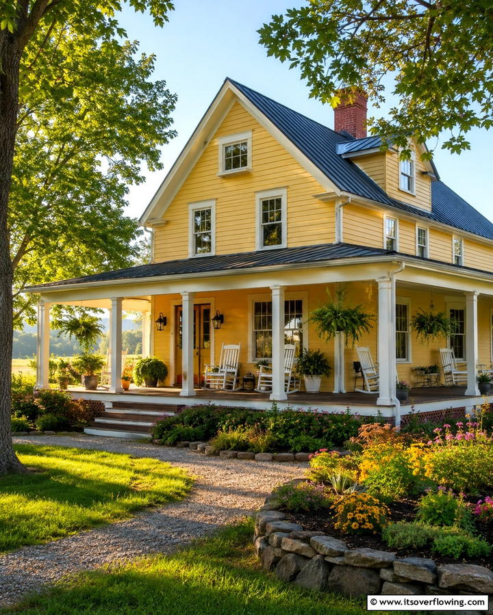 Rustic Yellow Barn Style Homes - 25 Yellow Exterior Home Ideas for a Bright Look