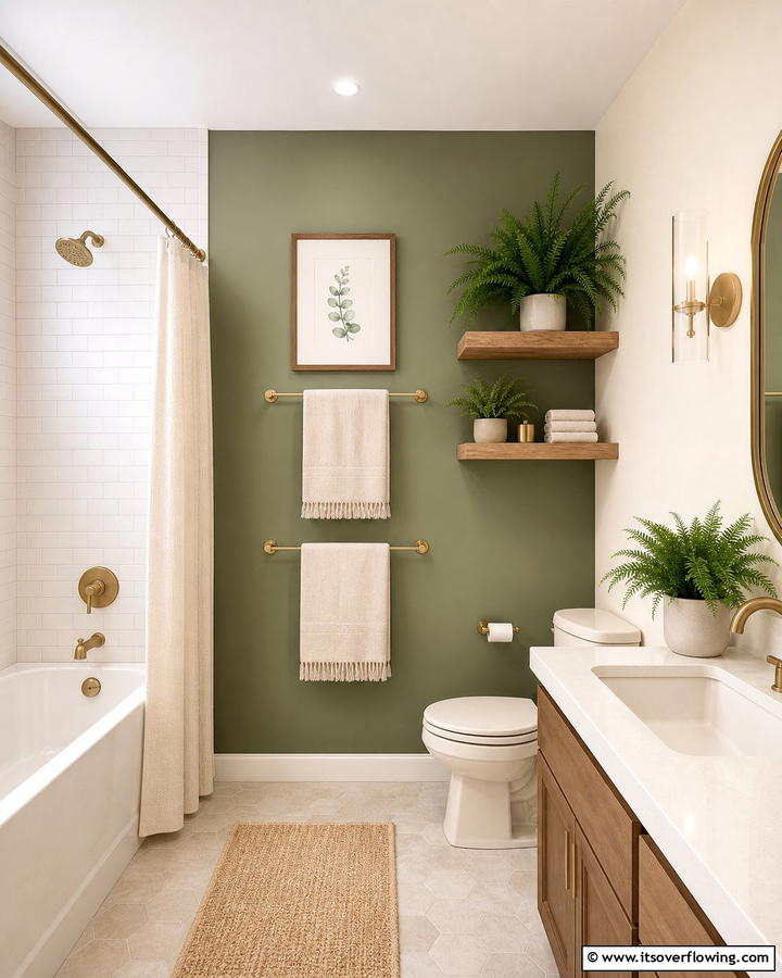 Sage Green Accent Walls - 20 Elegant Sage Green and Cream Bathroom Ideas