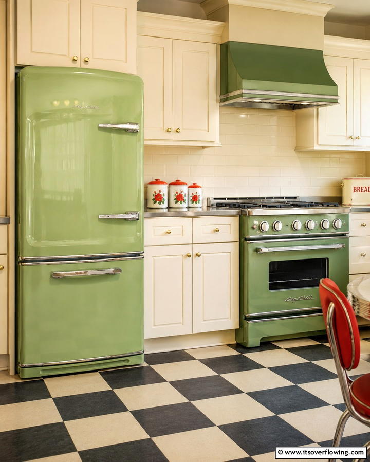 Sage Green Appliances for a Retro Vibe - 25 Sage Green Kitchen Ideas for a Fresh and Inviting Space
