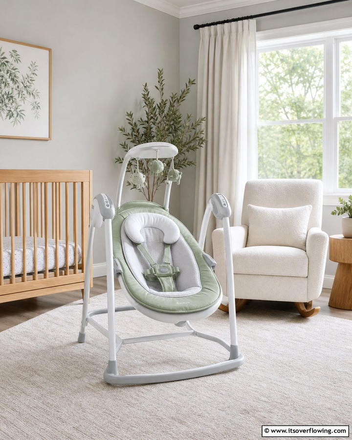 Sage Green Baby Swing - 25 Sage Green Nursery Ideas for a Peaceful Baby Room
