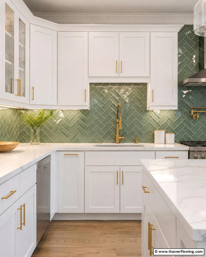 Sage Green Backsplash for a Subtle Touch - 25 Sage Green Kitchen Ideas for a Fresh and Inviting Space