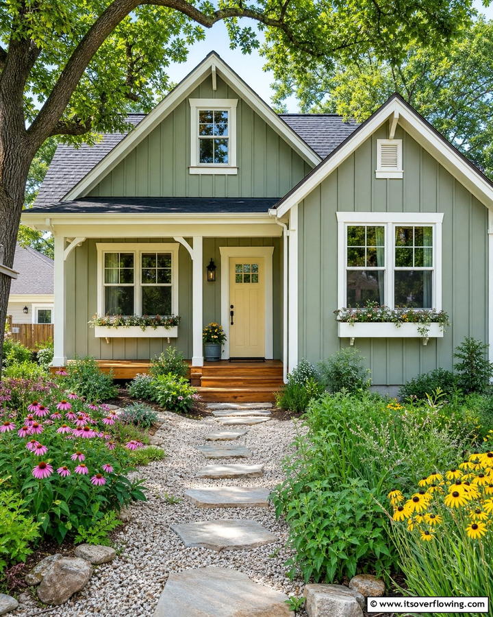 Sage Green Board and Batten - 25 Board and Batten Siding Colors for Curb Appeal