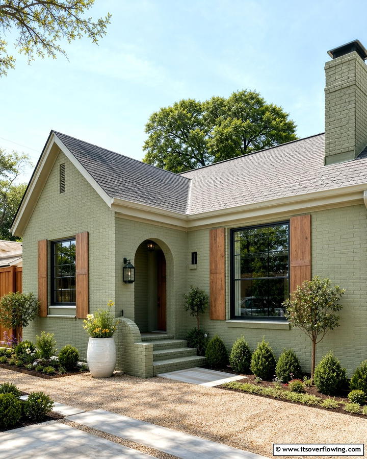 Sage Green Brick for a Subtle Statement - 30 Green Brick Exterior Home Design Ideas for Modern Houses