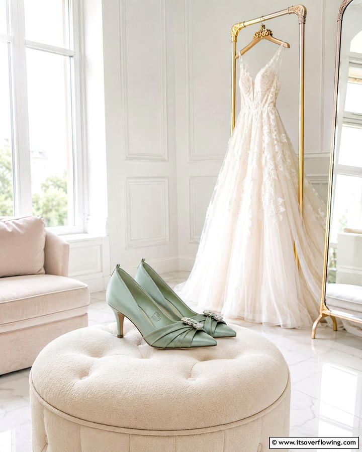 Sage Green Bridal Shoes - 25 Sage Green Wedding Ideas for a Timeless Celebration