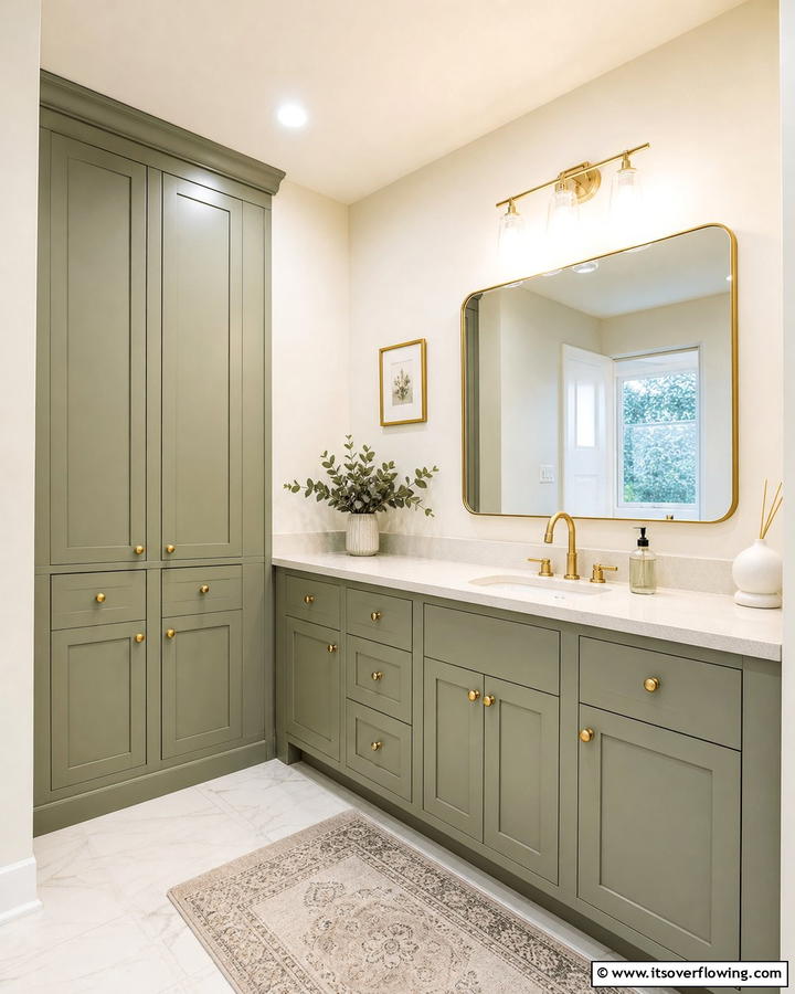 Sage Green Cabinets with Cream Walls - 20 Elegant Sage Green and Cream Bathroom Ideas