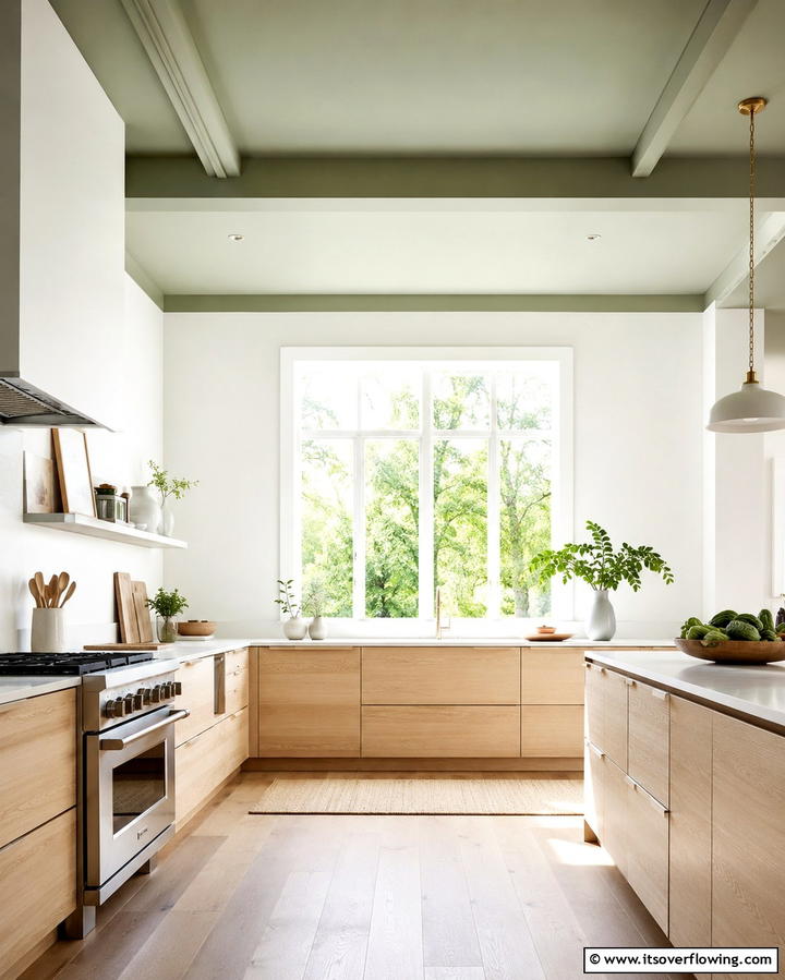 Sage Green Ceiling for a Subtle Statement - 25 Sage Green Kitchen Ideas for a Fresh and Inviting Space