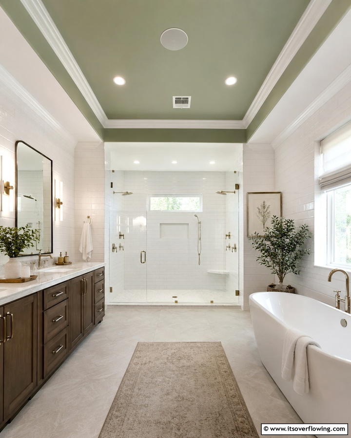 Sage Green Ceiling for a Unique Twist - 25 Sage Green Bathroom Ideas for a Fresh and Calming Space