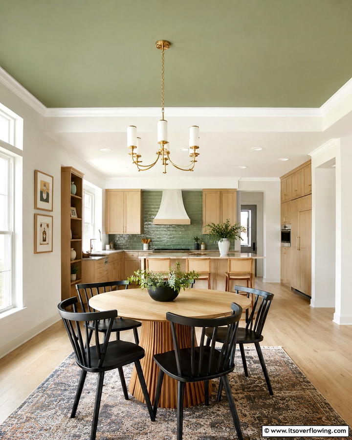 Sage Green Ceiling for an Unexpected Accent - 25 Sage Green Kitchen Ideas for a Fresh and Inviting Space