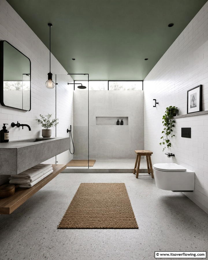 Sage Green Ceiling for an Unexpected Twist - 25 Sage Green Bathroom Ideas for a Fresh and Calming Space