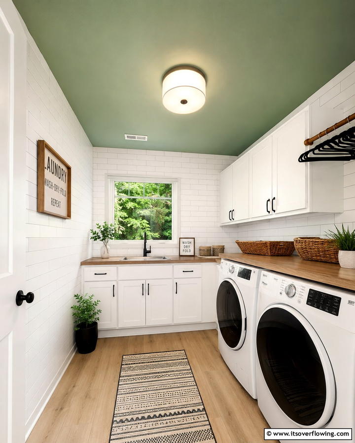 Sage Green Ceiling - 25 Sage Green Laundry Room Ideas for a Fresh Look